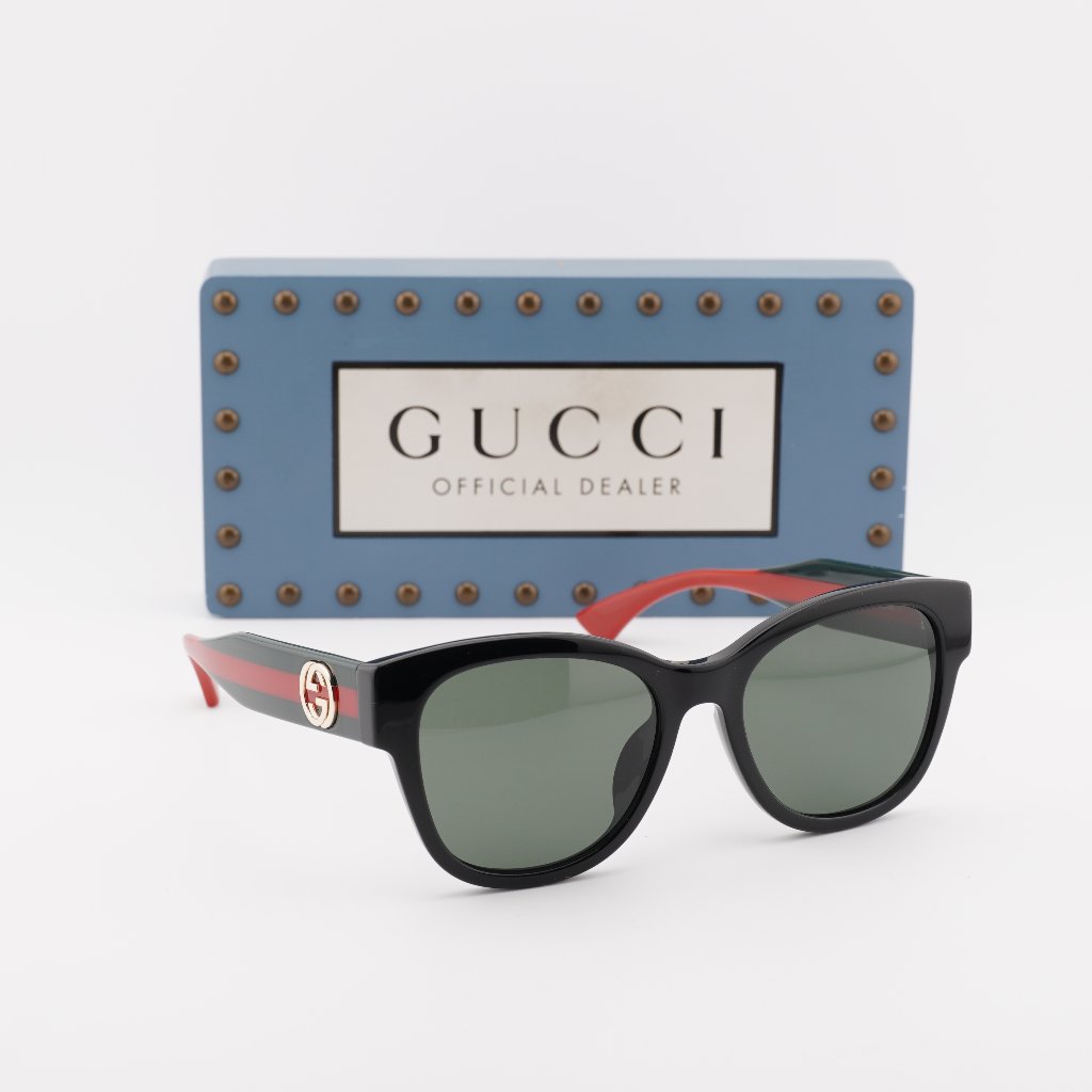 Gucci Gg1866sk 001 Square Sunglasses Black/Green/Red/Grey